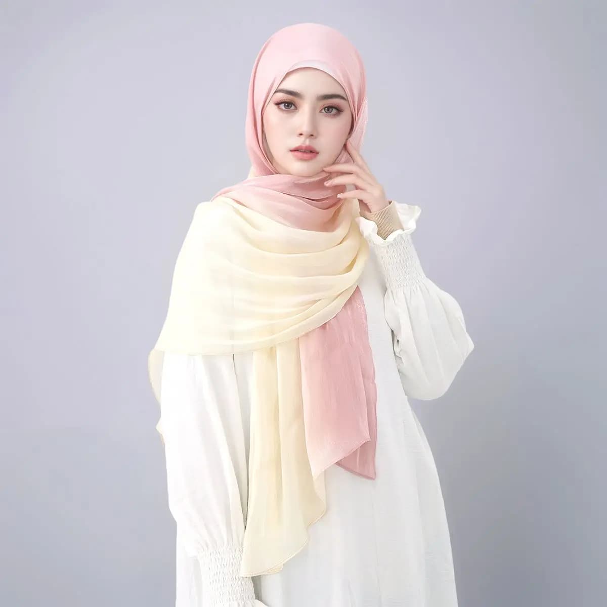 Hijab Scent Sparkling Silk Scarf Muslim women Hijab Plain Wraps head Scarf Shimmer Islam Turbante Copricapo Ramadan 180 * 70 cm