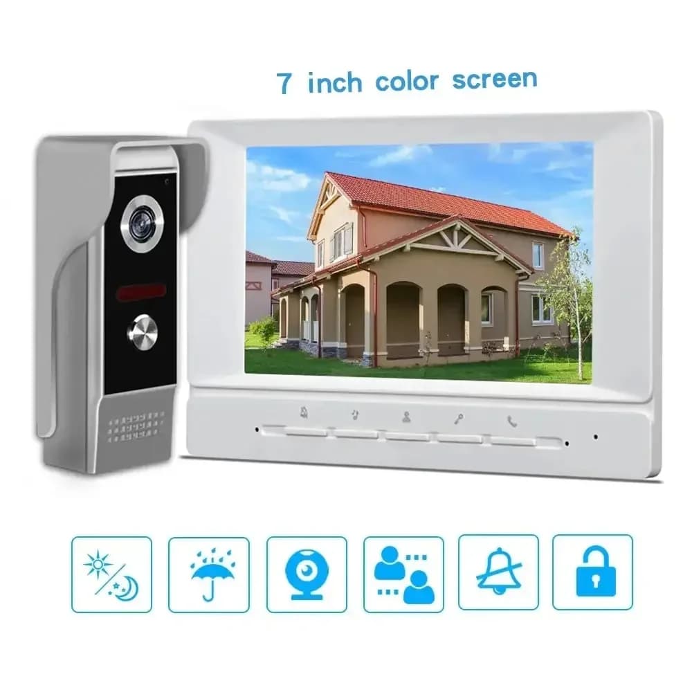 Videocitofono cablato da 7 pollici con telecamera e campanello, impermeabile, per la sicurezza di appartamenti residenziali privati