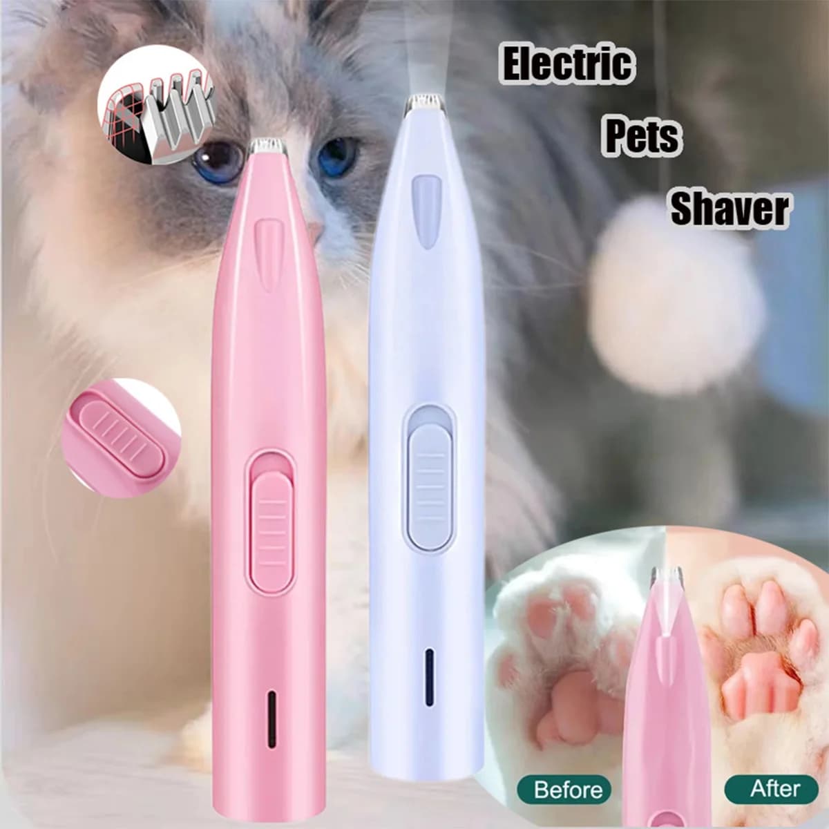 Rasoio elettrico per animali domestici Tagliacapelli professionale per piedi di animali domestici con luce a LED per kit per toelettatura per piedi di cane e gatto