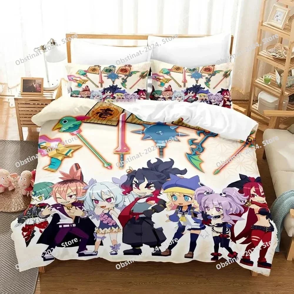 2025 3D Anime Disgaea Set biancheria da letto Stampato singolo Piumino Trapunta Copripiumino Federa 3 pezzi Set Bambini Taglia adulto