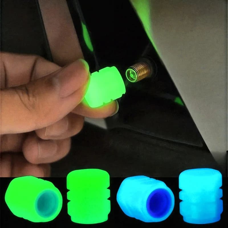 6 tappi valvola luminosi fluorescenti che si illuminano di notte per auto, moto, biciclette, ruote, pneumatici, mozzi, decorazioni per valvole.