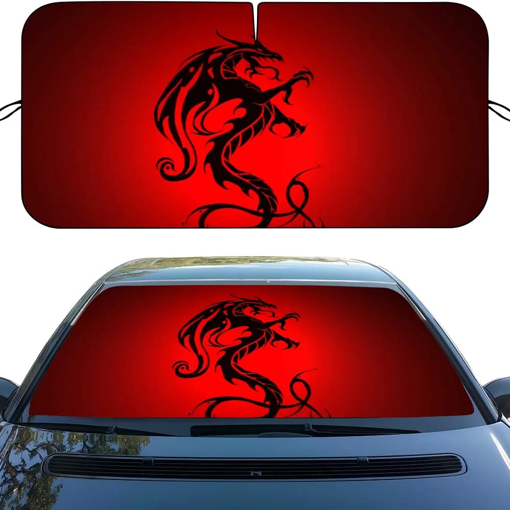 Unique Aesthetic Design Red Dragon Car Window Windscreen Cover Sun Shade Auto Sun Visor Car-covers Car Solar Protection