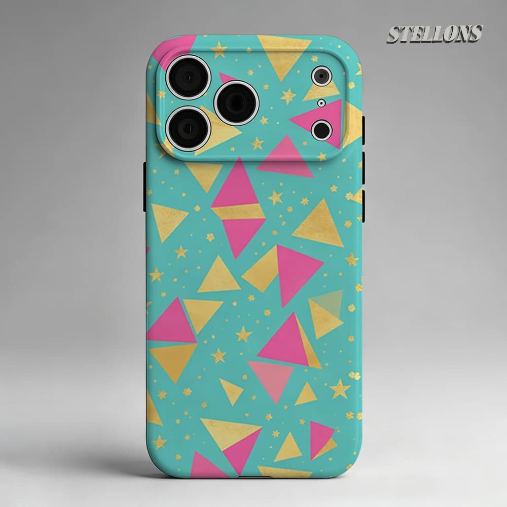 Custodia per telefono triangolare oro e rosa per custodia magnetica per iPhone 17 16 15 14 13 Pro Max Plus, custodia robusta a strato singolo/doppio