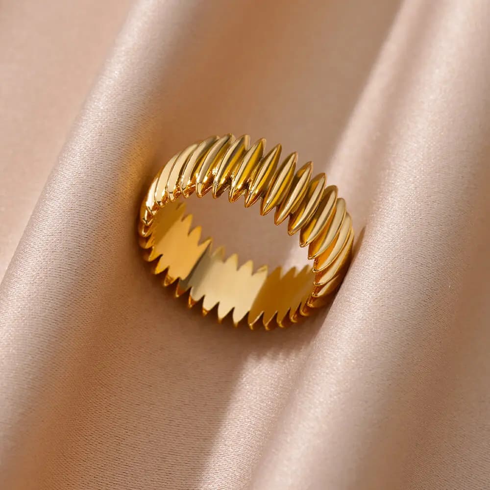 Stainless Steel Geometric Striped Rings for Women Geometric finger ring Plated Gold Fashion Jewelry Gift for Christmas Party Punk