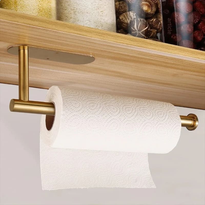 Portarotolo da cucina in acciaio inossidabile, porta carta igienica senza foratura, appendirotolo da parete per bagno, asta porta carta igienica