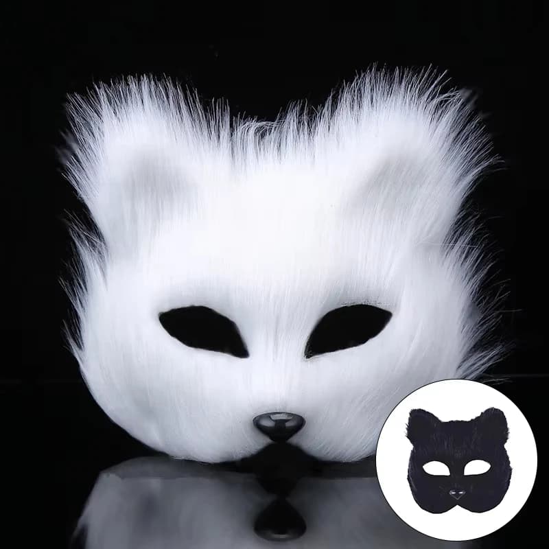 Maschera per gli occhi a forma di volpe di Halloween, mezza faccia, imitazione sexy, capelli di gatto, maschera per animali, festa di carnevale di Natale, costume cosplay, oggetti di scena