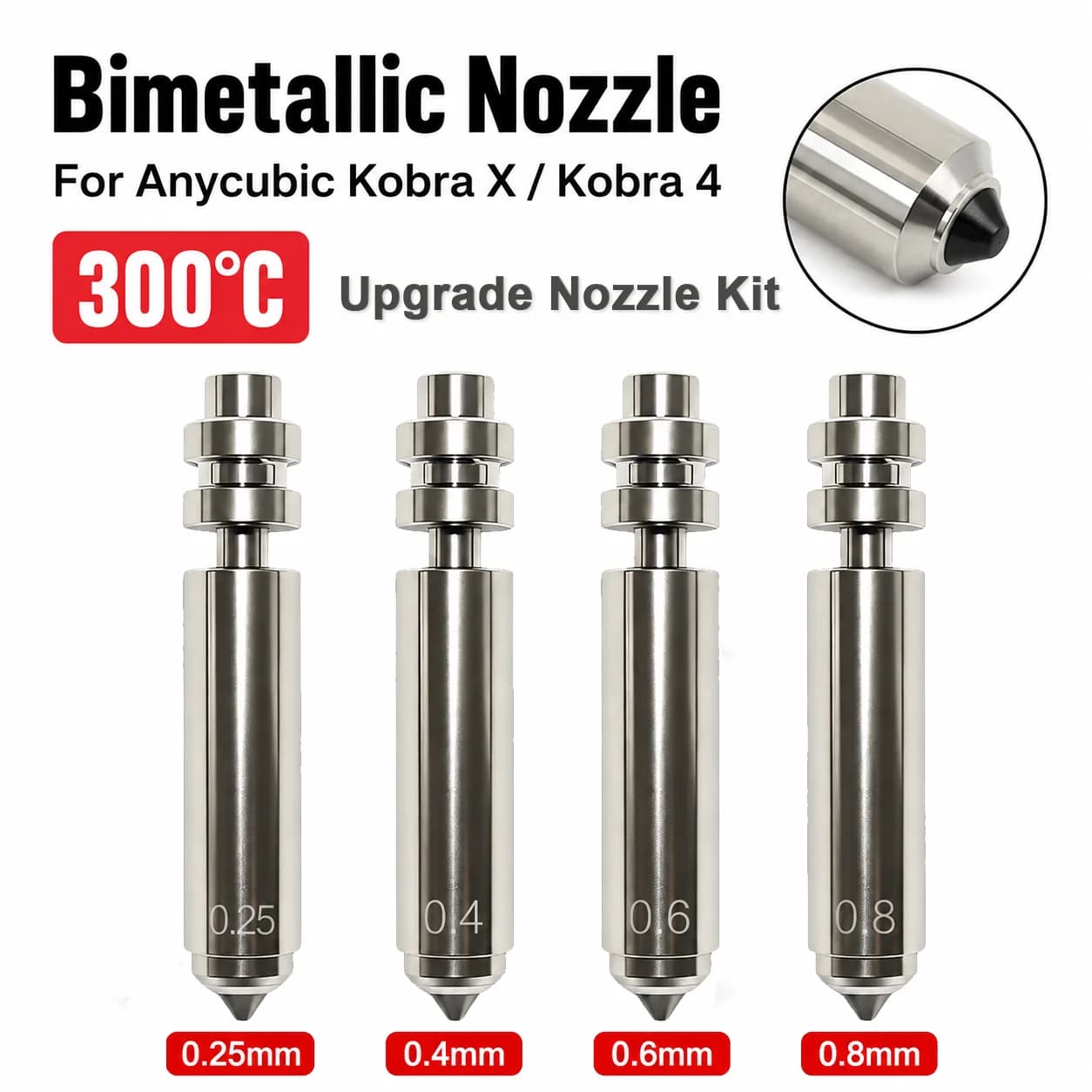 For Anycubic Kobra X/Kobra 4 Bimetallic Nozzles Combo Quick Swap Hotend Nozzle Hardened Steel Anycubic Kobra 4/X 3D Printer part