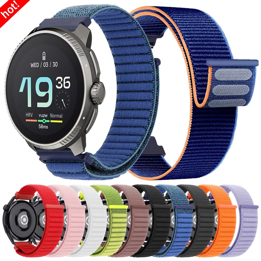 Cinturino in nylon da 20/22mm per SUUNTO 9 Peak PRO/DLC 3 Fitness/RACE S/5 PEAK OCEAN VERTICAL traspirante Sostituisci cinturino per braccialetto Garmin