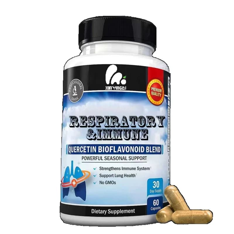 Quercetin capsules containing vitamin D and Cordyceps sinensis - respiratory supplement and immune health, 60 capsules