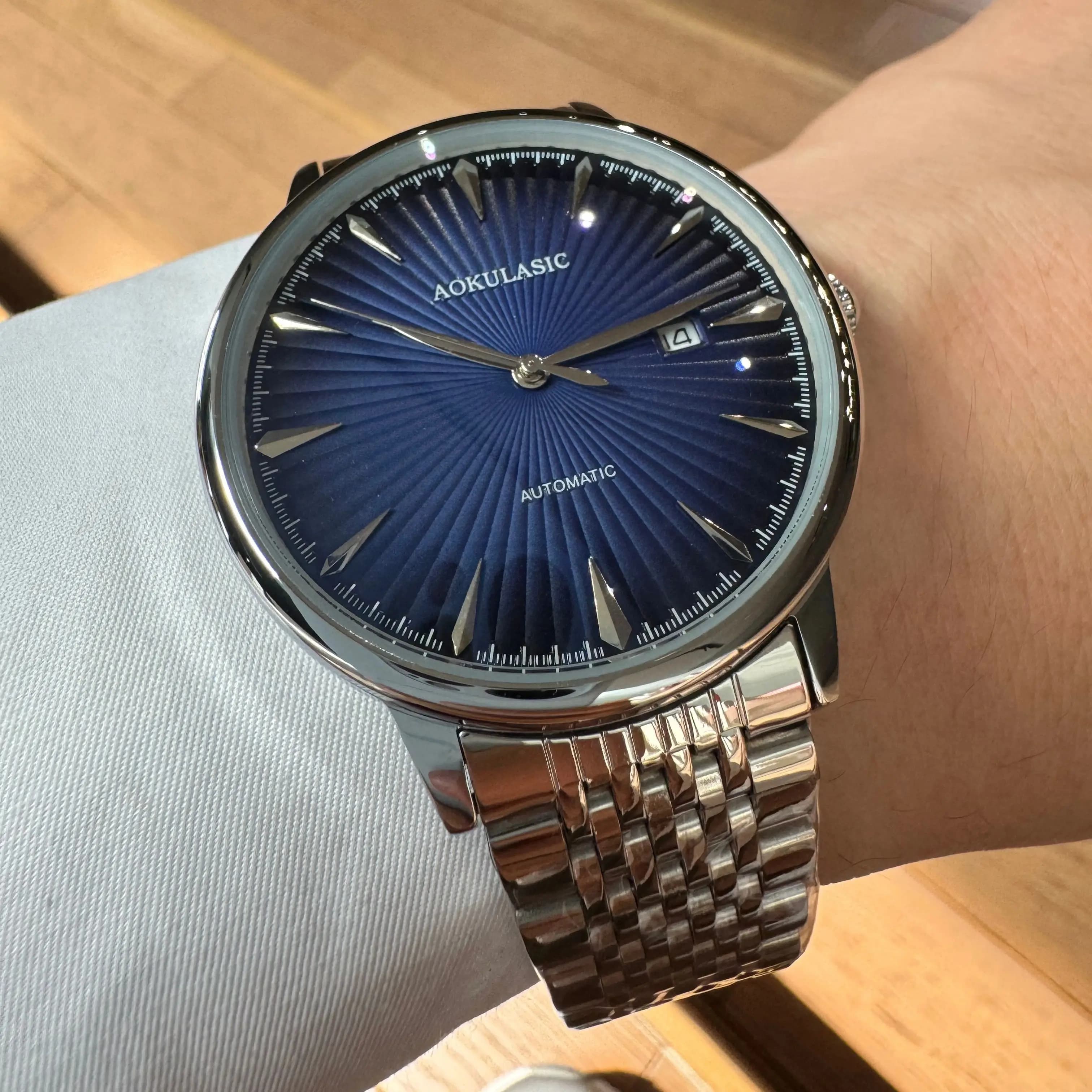 AOKULASIC Business Mechanical Watch for Men Calendar Stainless Steel Strap Fashion Minimalist Automatic Watches Top Brand Clock