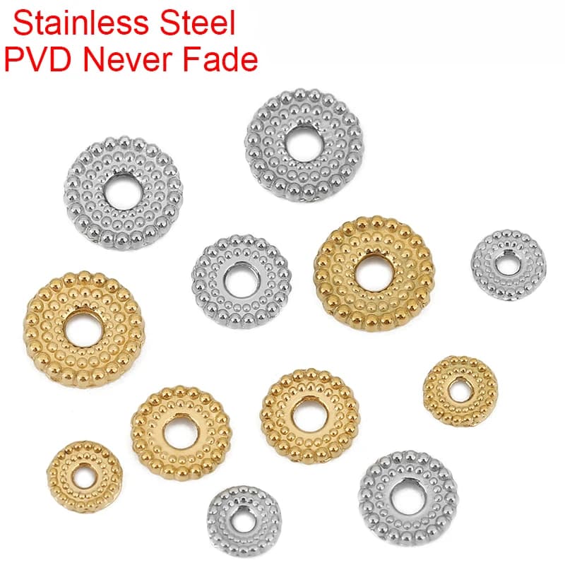10pcs PVD Never Fade Stainless Steel Spacer Beads Lot 6 8 10 mm Big Hole Beads For Bracelet Necklace Findings Jewelry Making