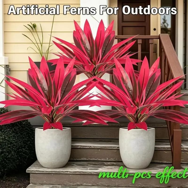 Pianta di Ti Artificiale, Piante Tropicali Artificiali da Esterno, Grandi Piante Artificiali Realistiche di Felce e Drago del Sangue