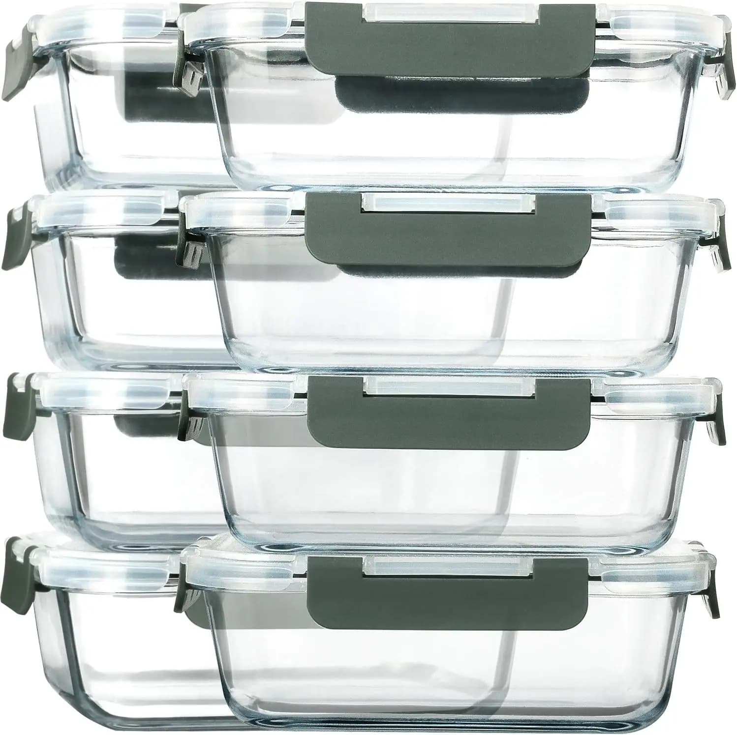 Set di 8 Contenitori in Vetro da 30 oz per Preparazione Pasti, Ermetici per Microonde, Forno, Congelatore e Lavastoviglie