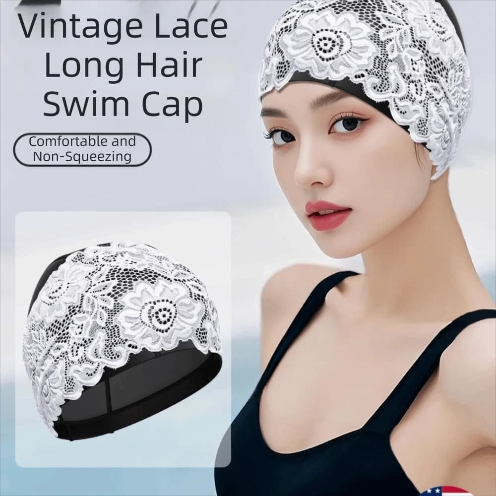 Water Sports Protect Ears Lace Swimming Cap Long Hair Waterproof Women Swim Cap Elastic PU Bathing Cap Female Girls