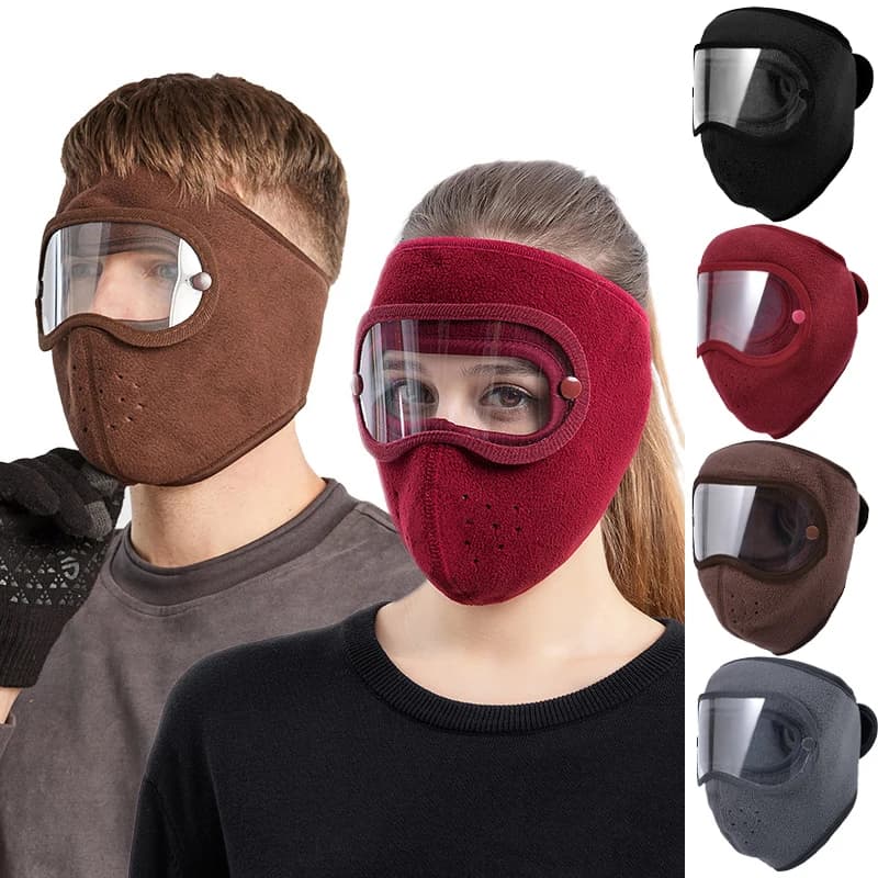 Inverno Antivento Viso Caldo Ciclismo Masque Uomo Donna Sci Mascherato HatHD Occhiali Antiappannamento Traspirante In Pile Visiera Cap Passamontagna