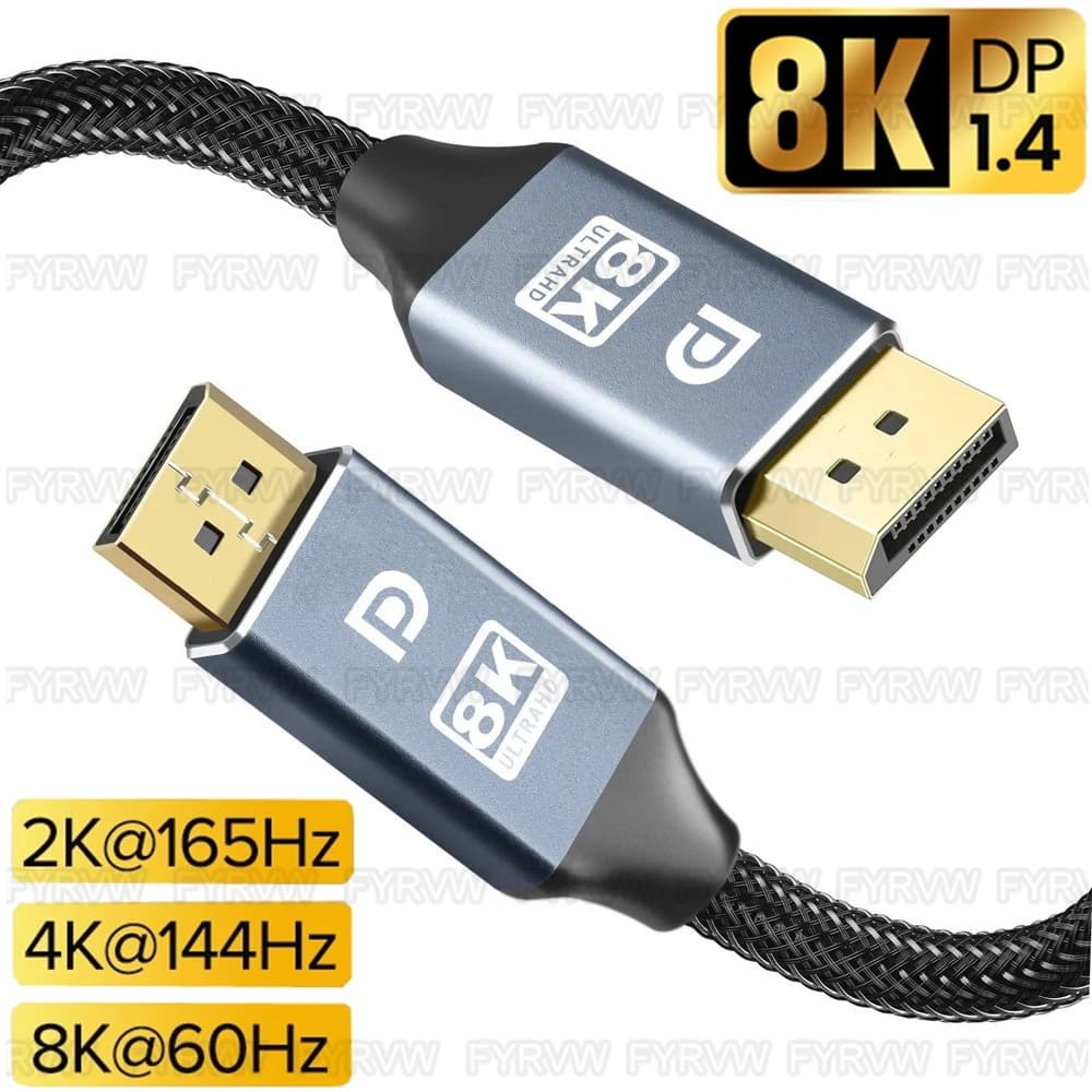 Cavo DisplayPort DP1.4, Cavo DP 240Hz 8K 4K 144Hz 165Hz, Adattatore per Video PC Laptop TV, Cavo DisplayPort 8K