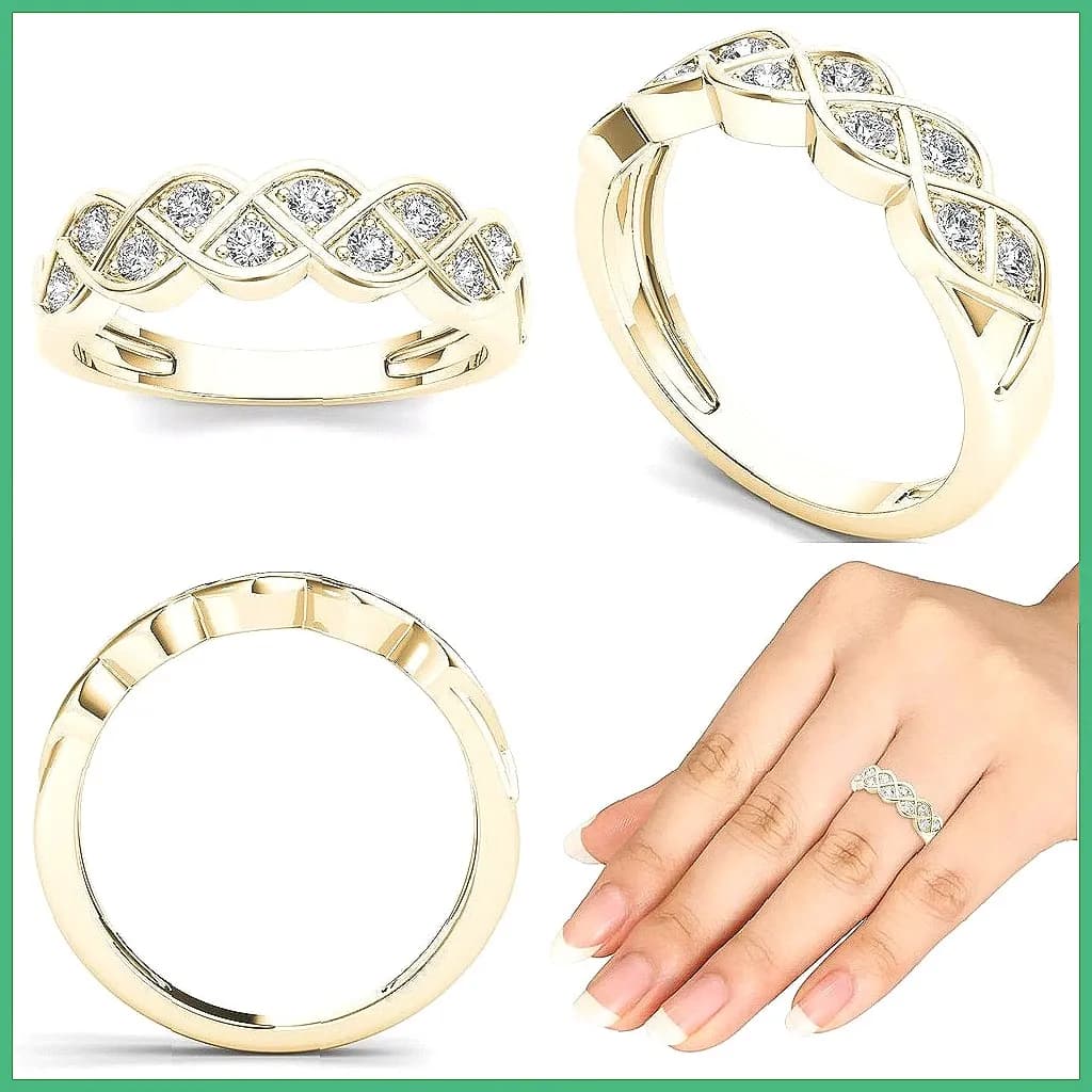Anello a Croce con Diamanti per Donne, Fascia Intrecciata Impilabile con Zirconi Scintillanti, Elegante Gioiello alla Moda da Regalo