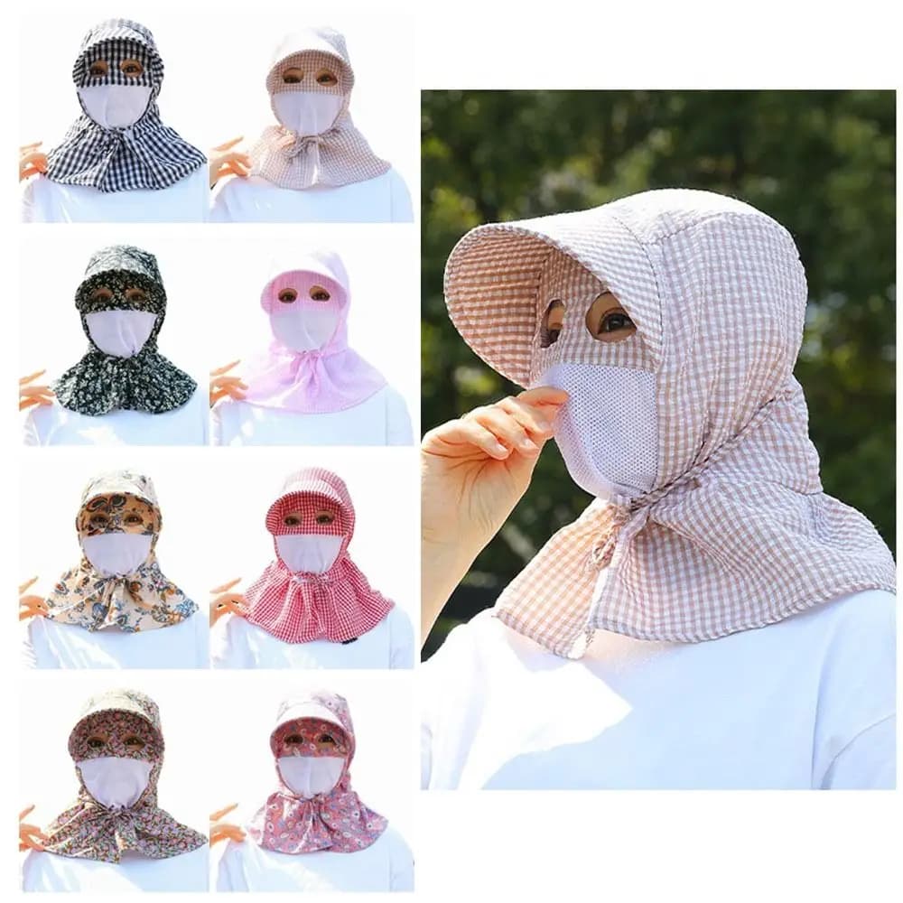 Anti-UV Full Wrap Sun Hat Big Brimmed face mask Wide Brim Sunscreen Hat Breathable mesh Adjustable Fisherman's Hat