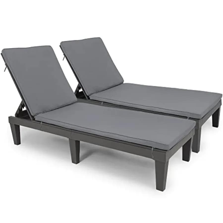 Chaise longue da esterno con cuscino e schienale regolabile, struttura in acciaio nero, tessuto impermeabile, design leggero, 265 libbre.