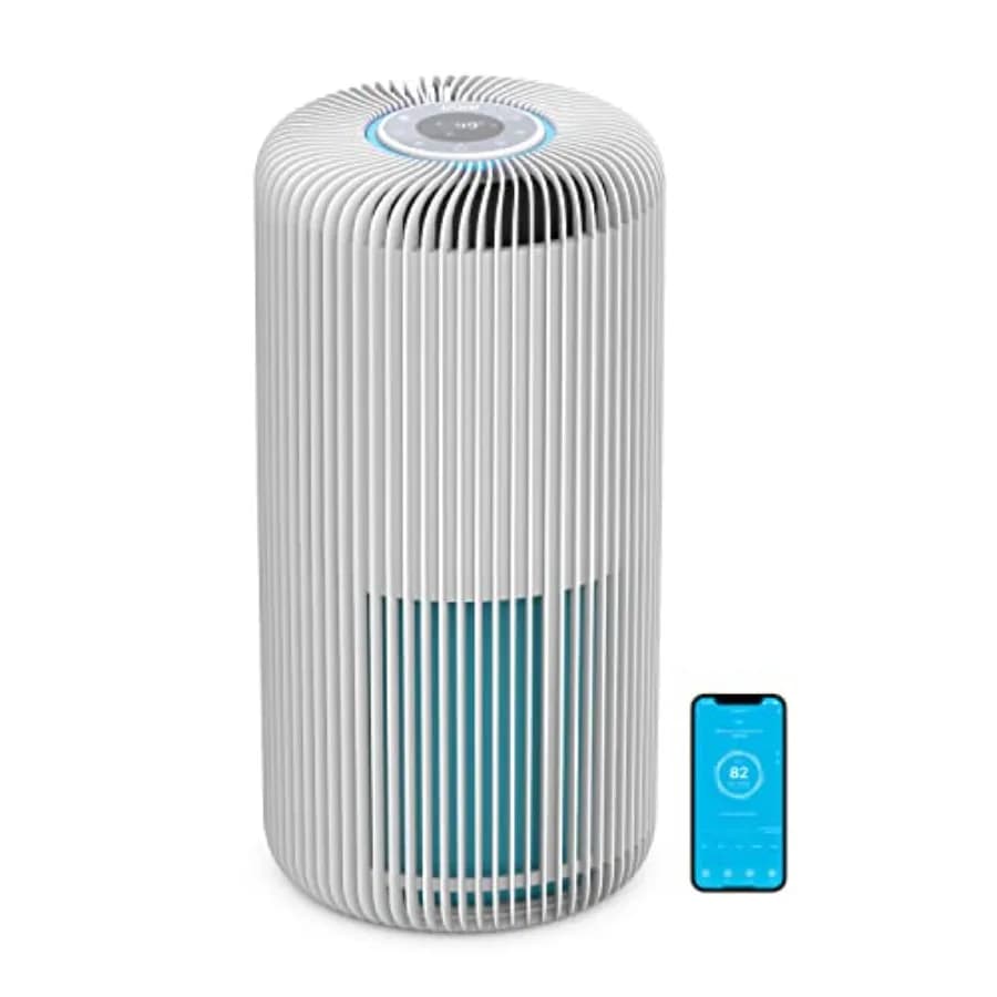 Purificatore d'aria intelligente per ambienti di grandi dimensioni 1050 sq. Filtro a 5 stadi da 30 minuti, compatibile con smartphone, cattura germi, fumo e polvere