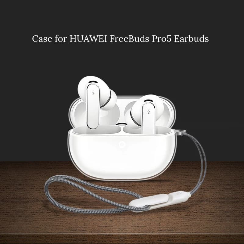 Custodia trasparente per auricolari wireless HUAWEI FreeBuds Pro 5 con cinturino Custodia protettiva in TPU morbida e sottile antiurto Accessori per auricolari