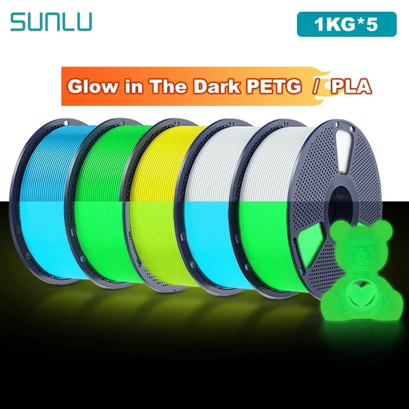 SUNLU 5 kg PETG/PLA Filament that lights up in the dark Bright Filament ordered wrapped 1,75 mm +/- 0.02 mm 1 kg Filament suitable for most FDM 3D fingerprints