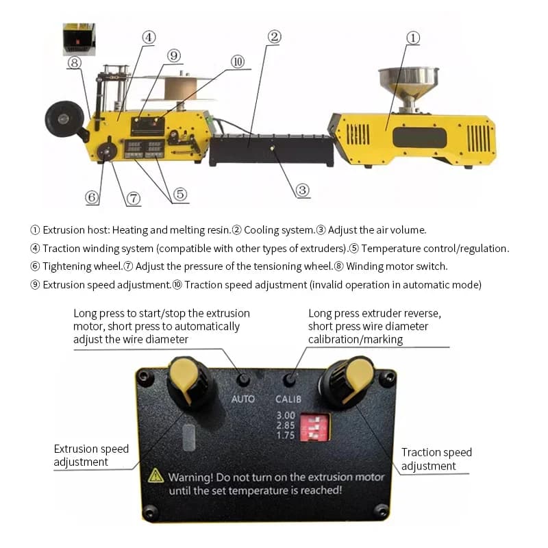 HT400 Desktop Bumblebee 3D Print Extruder Filament Extruder Automatic Wire Diameter Control for PLA-CF PETG-CF PA