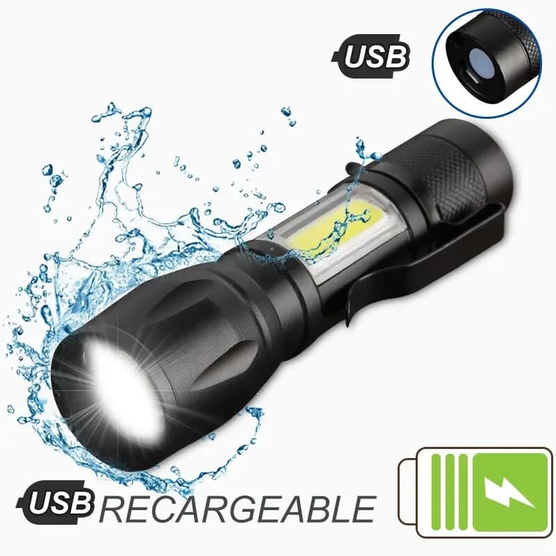 Mini torcia LED ricaricabile torcia portatile ricarica USB torcia banca ad alta potenza campeggio impermeabile lanterna a lungo raggio
