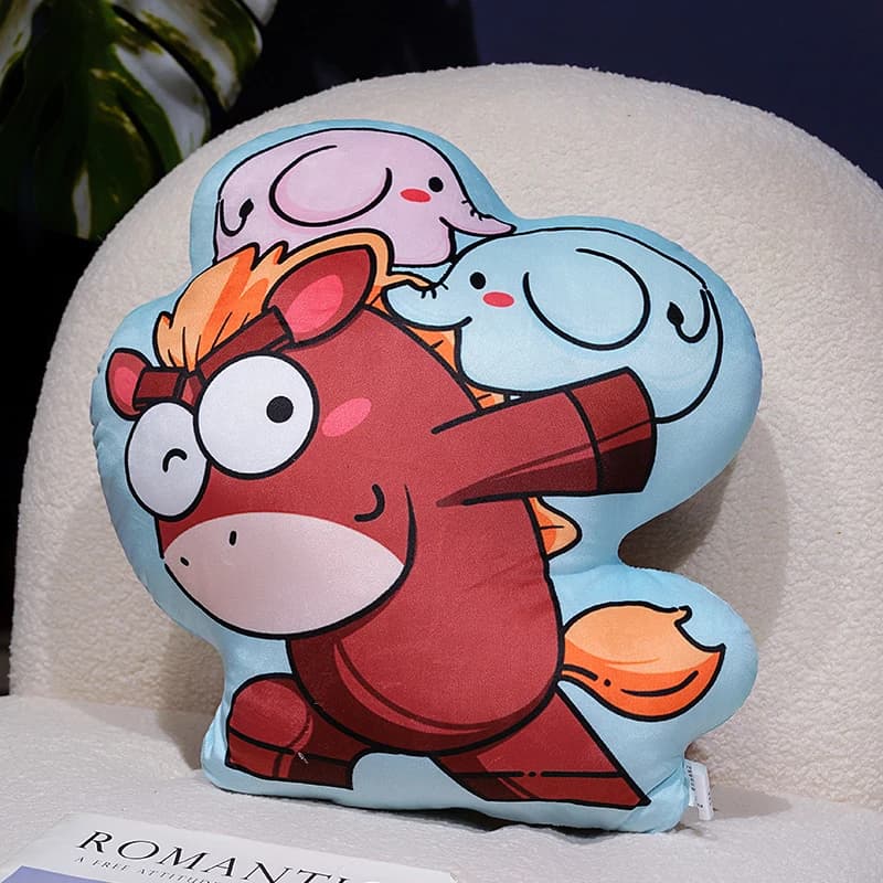 Cuscino per adulti, decorazione per la casa, supporto lombare, cuscino portafortuna per il Nuovo Anno del Cavallo, per divano e ufficio