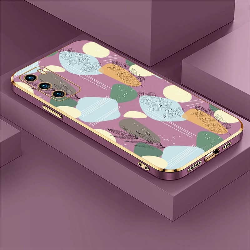 Shock-resistant silicone phone case for Huawei P30 P20 Pro P Smart 2021 Z Plus Pro 2019 P40 Lite, soft cover in TPU with leaf plating