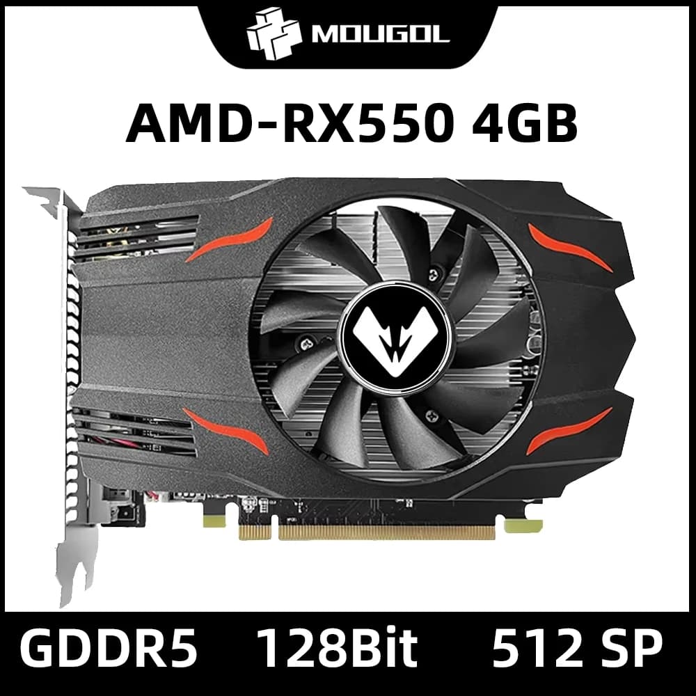 MOUGOL Scheda grafica originale Radeon RX 550 4G GDDR5 128Bit 14nm AMD GPU Computer PC RX550 PCI-E 3.0 Scheda video da gioco