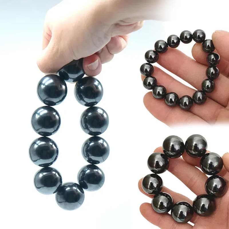 Bracciale con sfere magnetiche grandi da 10-30 mm, forte magnete, pietra antistress, ematite naturale, fai da te, decorazione per la casa, regalo