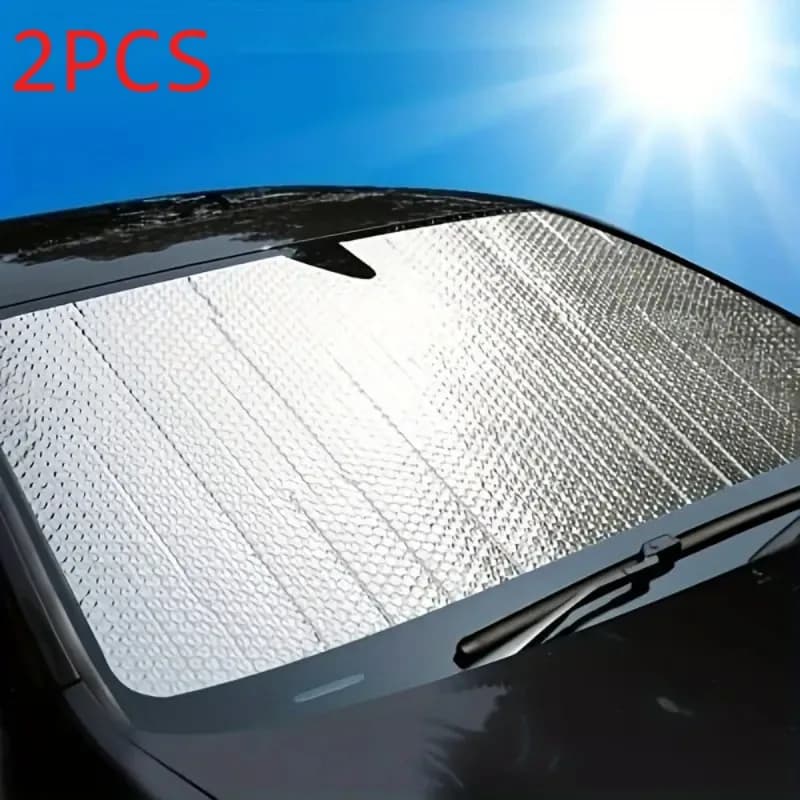 Parasole per auto per parabrezza anteriore per tutte le stagioni (2 pezzi) - Protezione dalla luce solare e isolamento termico, realizzato in plastica resistente