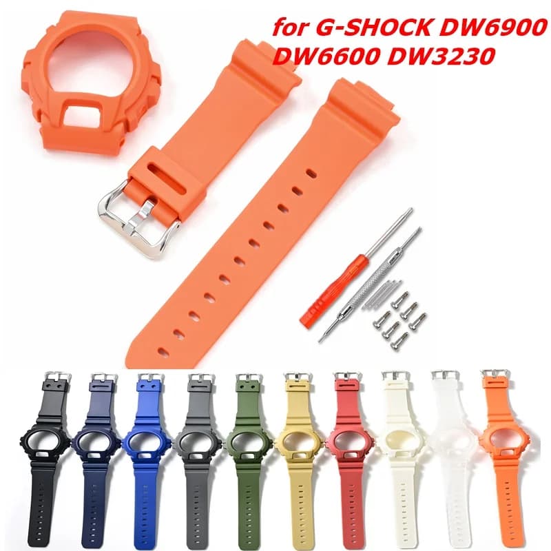 Kit di Sostituzione per Casio G-Shock DW6900 DW6600 DW3230 DW-6900: Cinturino, Cassa Protettiva, Ghiera in Resina e Strumento per Bracciale