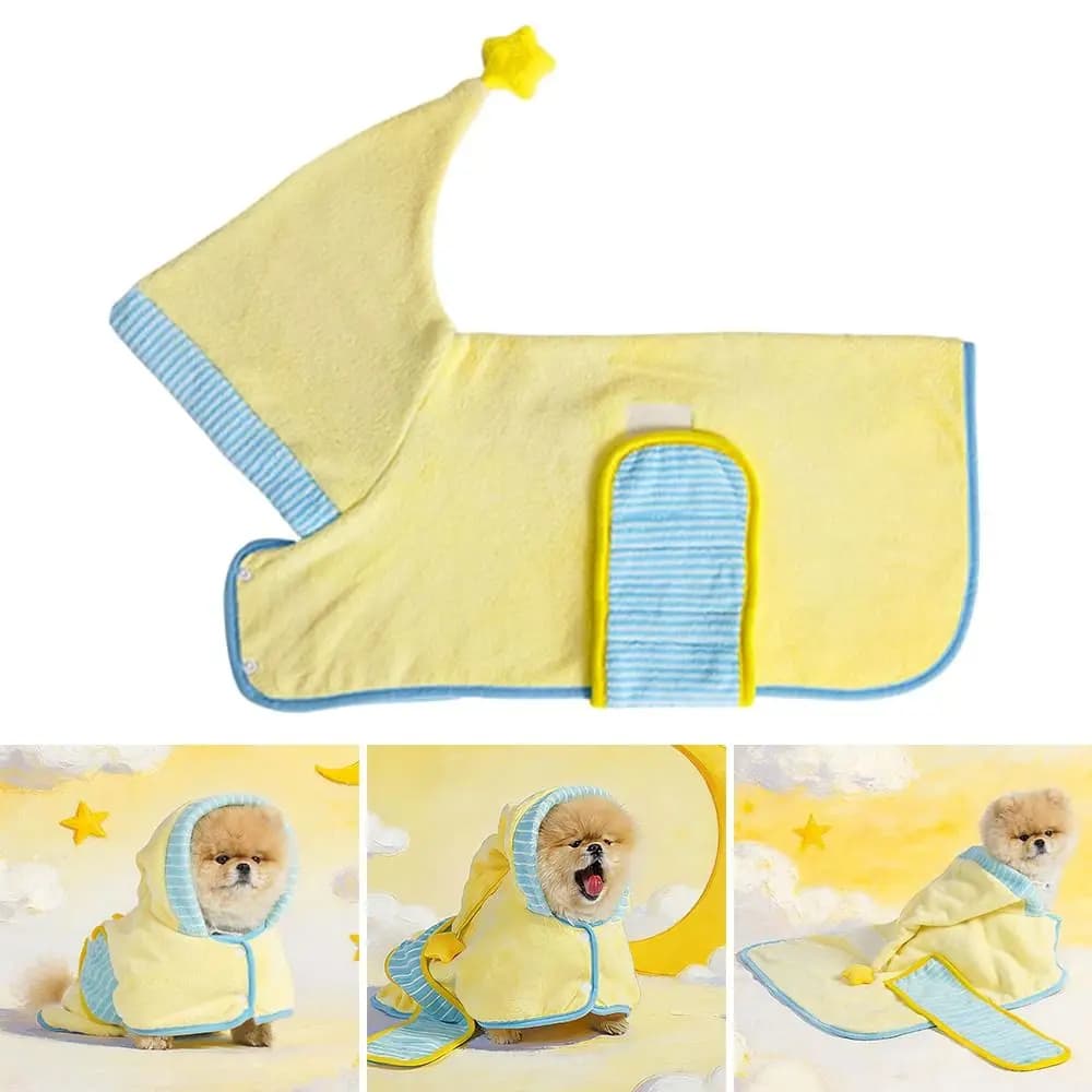 Cute Quick-drying Dog Bathrobe Absorbent Soft Pet Bath Towels Nightwear Pet Bathing Supplies Dog Towel for Small Large Dog