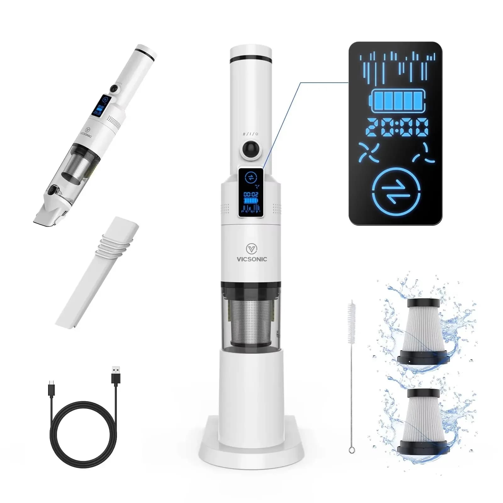 NewH2 Portable Car Vacuum Cleaner 100W Wireless Handheld Mini Vac For Interior Cleaning ABS Material