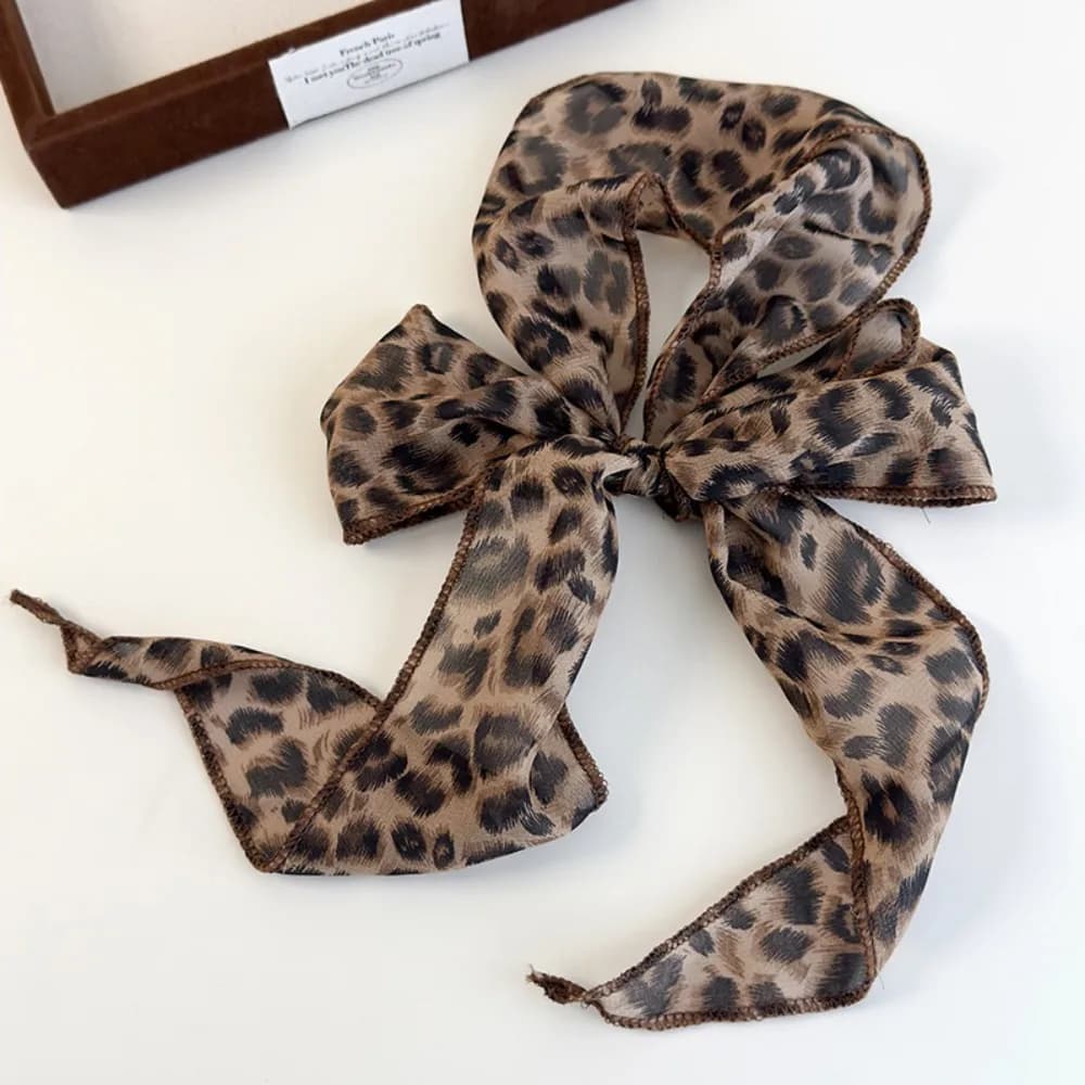 Sciarpa Trendy con Stampa Leopardata, Cintura, Fascia per Capelli Boho a Pois, Copricapo, Accessori Versatili di Lusso in Raso, Foulard da Donna