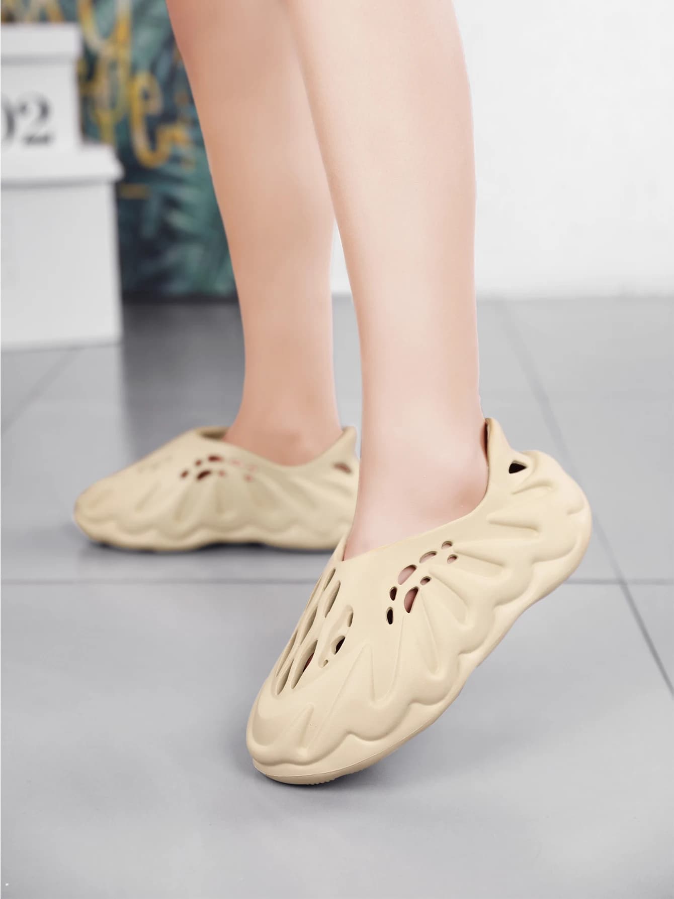 Ciabatte da Spiaggia alla Moda da Uomo, Casual, Semplici, in EVA, Monopezzo, con Suola Spessa e Piatta, Stile Vulcano, per Primavera ed Estate