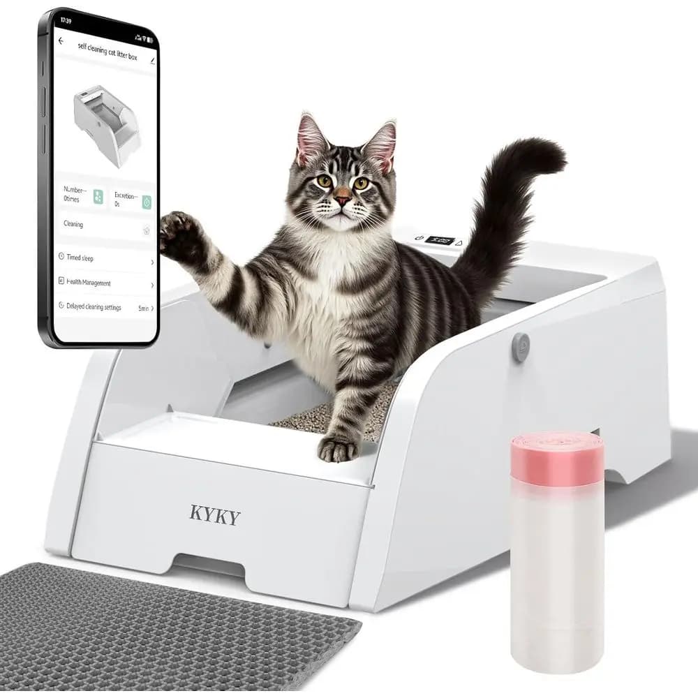 Lettiera Automatica per Gatti con Controllo Tramite App, Design Ampio e Aperto, Adatta per Gatti Singoli o Multipli, Anti-Pizzicamento e Controllo Odori