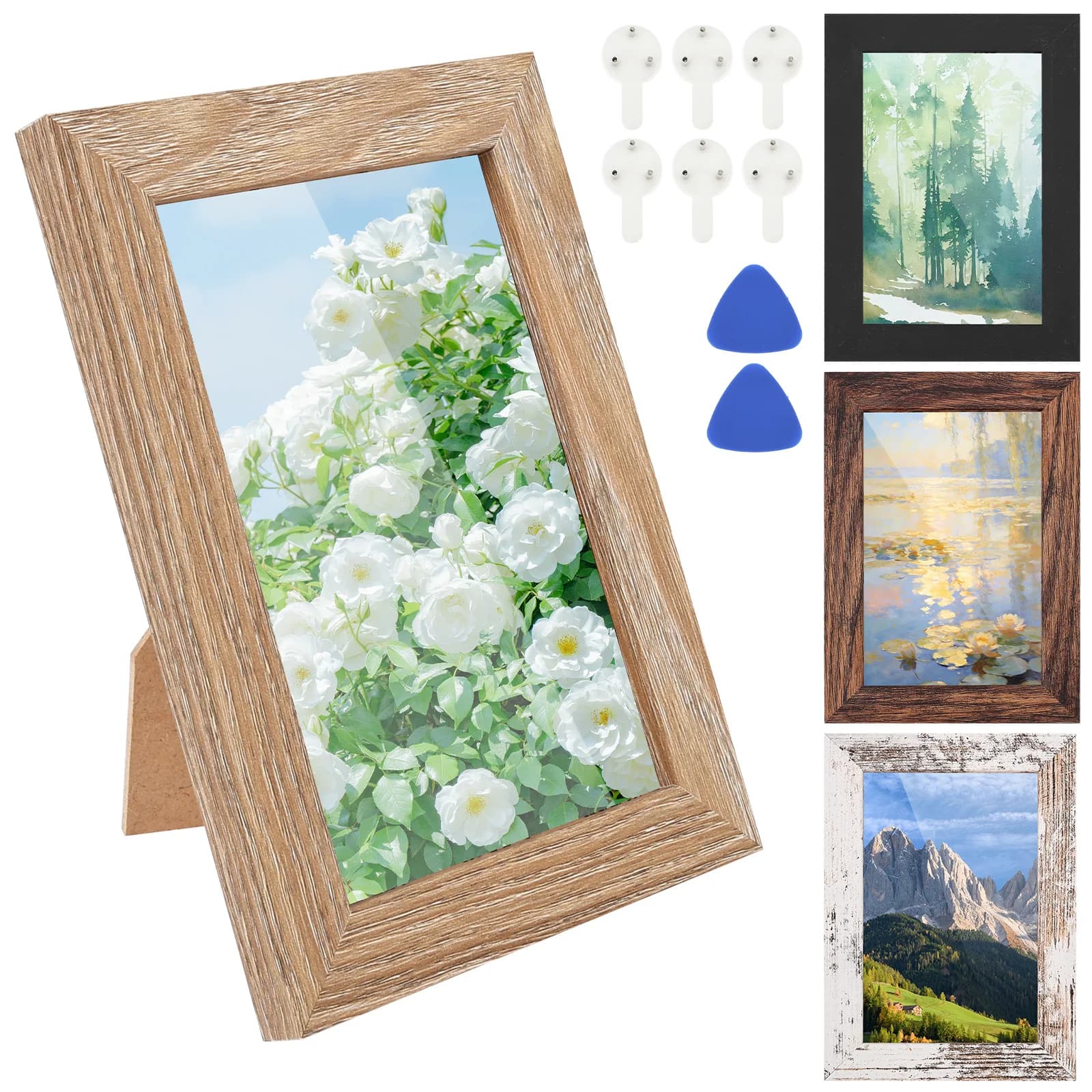 4Pcs Wall Picture Frame 4x6 inch/5x7 inch Retro Wood Photo Frame Stand Table or Wall For Pictures Photo Decor Commemorative Gift