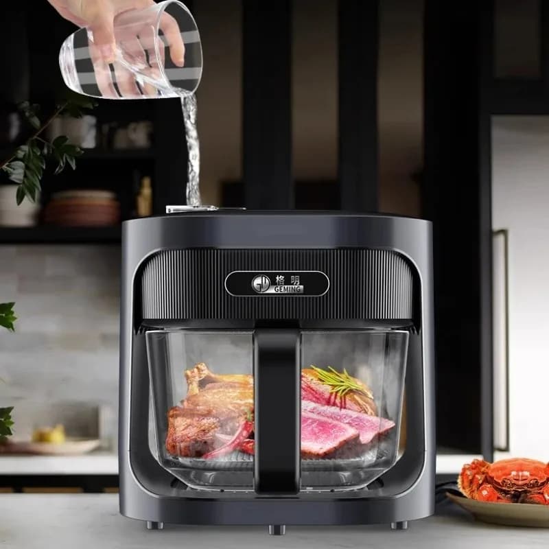 2026 HOT Household steam air fryer 6L large-capacity glass visual liner multi-functional light wave furnace without turning
