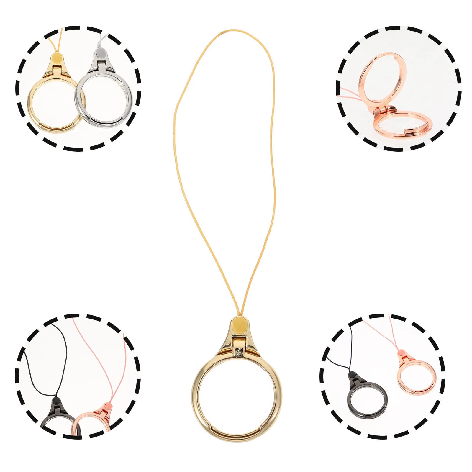 4Pcs Phone Ring Lanyard Detachable Anti-Lost Multi-Functional Phone Strap Holder Teens Ladies Ring Lanyard