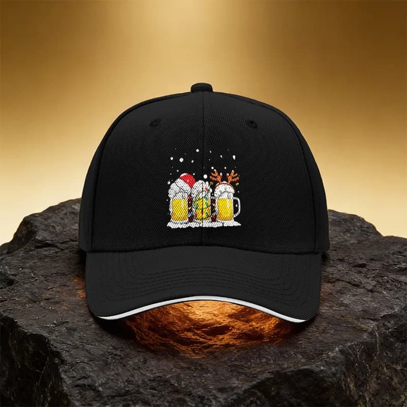 Cappello Decorativo a Forma di Boccale di Birra Natalizio, Cappellino da Baseball Unisex Stampato, Cappello Sportivo Adatto per il Pendolarismo Quotidiano