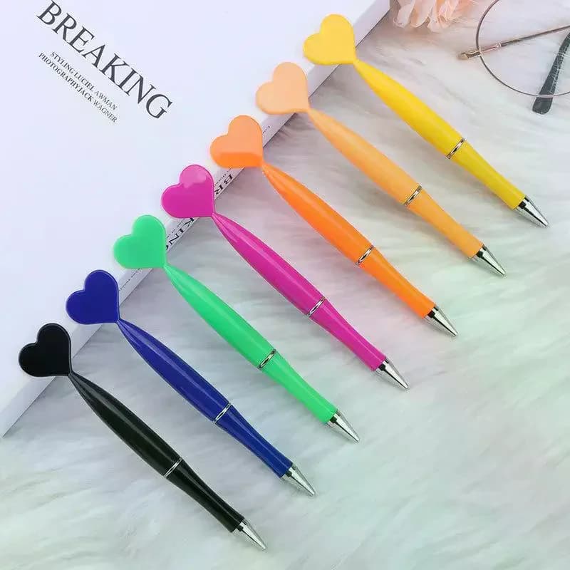 12 penne a forma di cuore per San Valentino, penne roller con inchiostro gel nero, per forniture per ufficio, scuola, regalo, penne a sfera per bambini