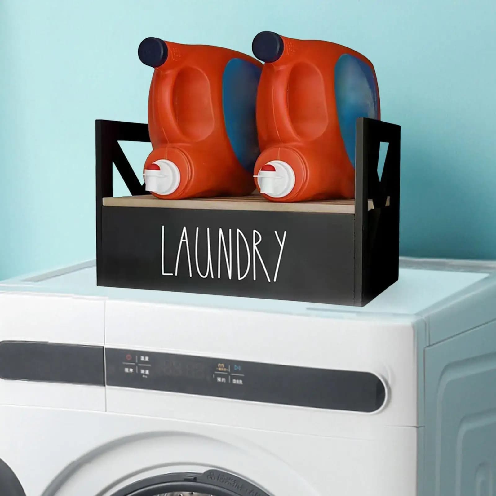 Laundry Soap Station Organizer Liquid Riser Storage Washing Area Modern Sturdy Shelf Space Saving Wood Laundry Liquid Holder