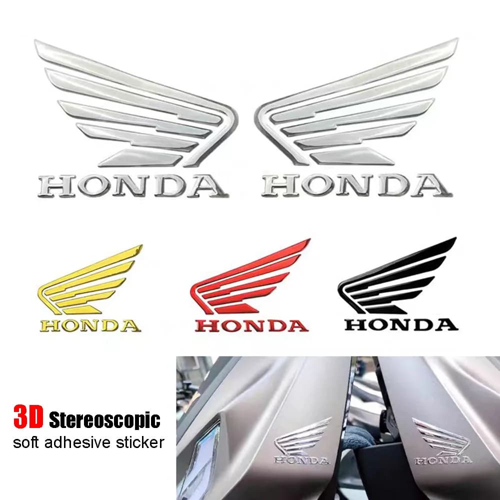 Adesivi in Vinile 3D Morbido per Modifiche Moto e Auto Honda, Decalcomanie Logo Ali HONDA, Adesivi per Serbatoio Carburante