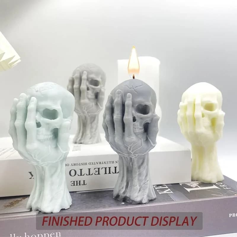 New Skull Silicone Candle Mold Handheld Halloween Ghost Head Plaster Soap Epoxy Craft Party Gift