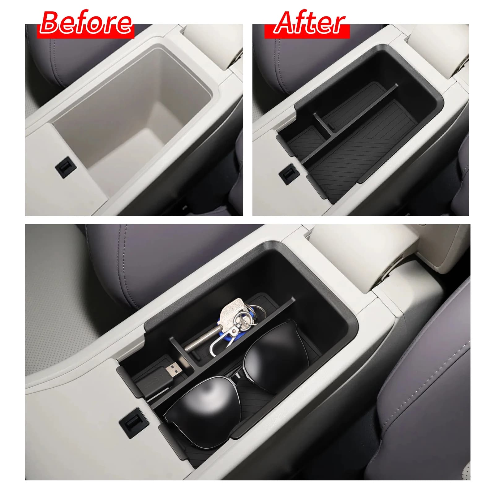 Smabee per MG 4 MG4 2025+ ABS Auto Bracciolo Centrale Scatola di Immagazzinaggio Stivaggio Riordino Vassoio Organizer Accessori Nero