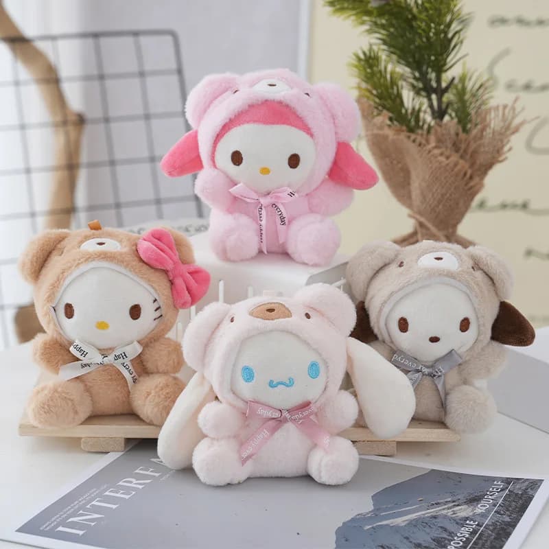 Kawaii toy doll keychain Hello Kitty Melody Cinnamoroll Cartoon Backpack Decoration Birthday Gift for Girl