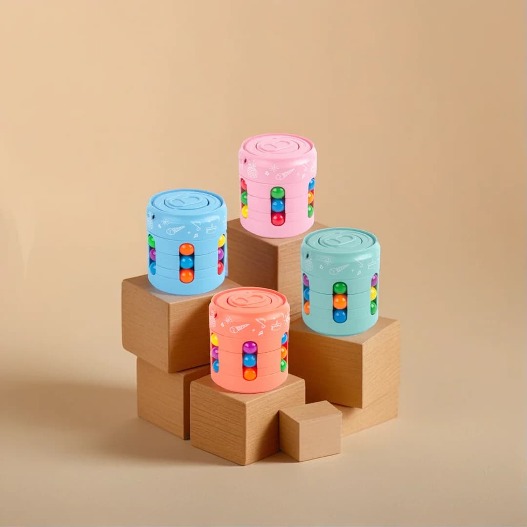 Fidget Spinner Multifunzione con Perline Colorate, Giocattolo Antistress e Decompressione per Bambini e Adulti